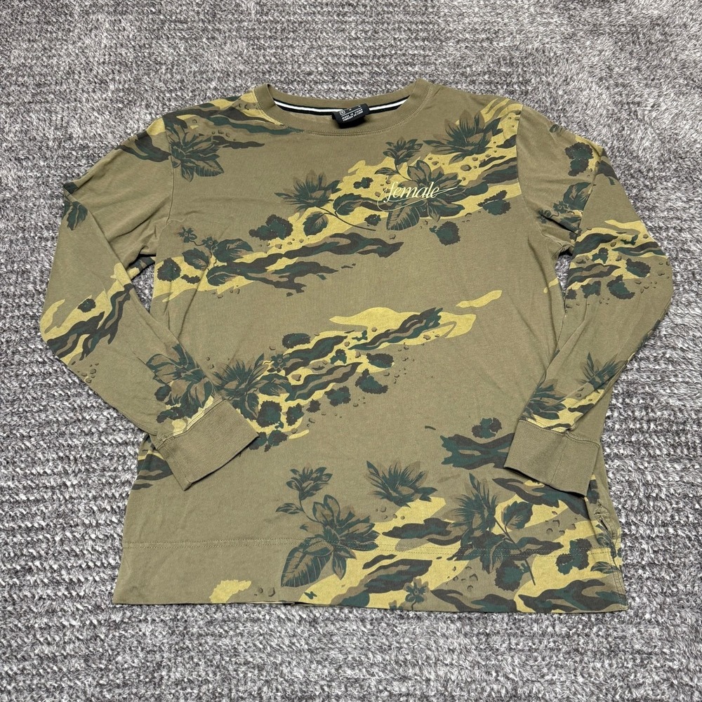 Nike Womens The Force Is Female Long Sleeve T Shirt Size M Green Camo Floral